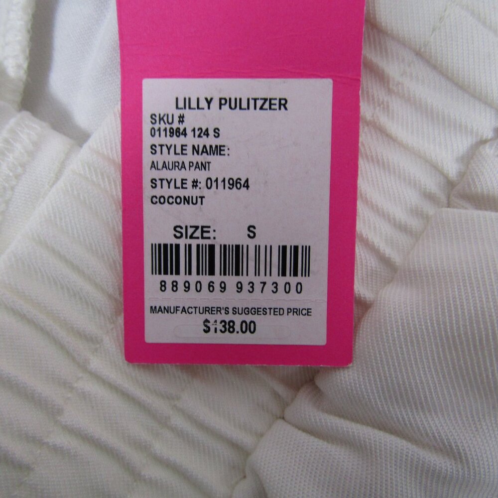 Lilly Pulitzer Alaura Pant Women S Coconut White Linen Smocked Waist 011964 - Picture 4 of 5